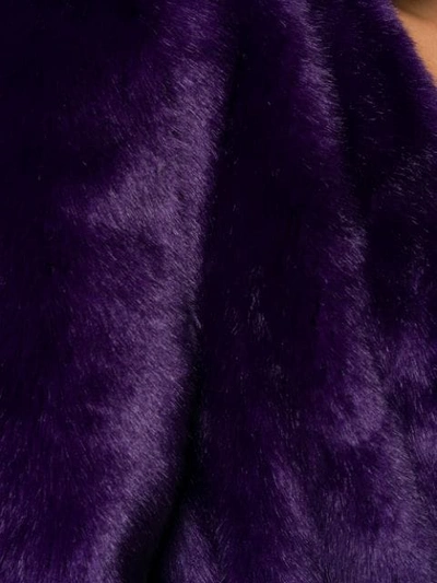 Shop Attico Belted Faux-fur Coat In Purple