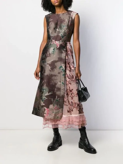 Shop Antonio Marras Floral Patchwork Dress In Brown