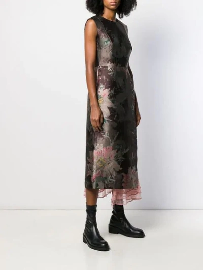 Shop Antonio Marras Floral Patchwork Dress In Brown