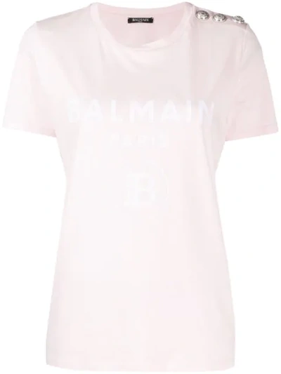 BALMAIN BALMAIN LOGO PRINT T-SHIRT - 粉色