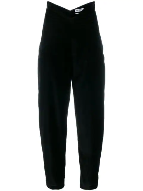 black velvet high waisted trousers