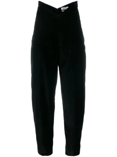 Shop Attico High-waisted Velvet Trousers In Black