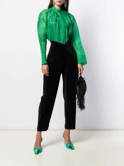 Shop Attico High-waisted Velvet Trousers In Black