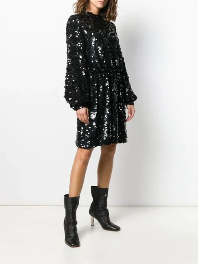 Shop Msgm Sequis Embellished Short Dress In Black