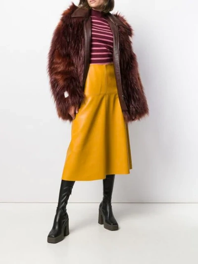 Shop Stella Mccartney Faux Leather Skirt In Yellow