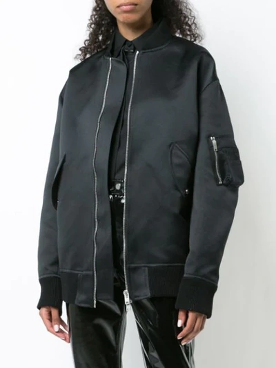 Shop Yang Li Back Print Bomber Jacket - Black
