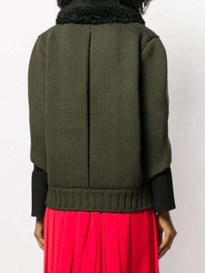 Shop Prada Zipped Knitted Cape In Green