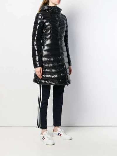 Shop Moncler Hooded Midi Puffer Jacket In Black