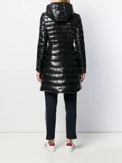 Shop Moncler Hooded Midi Puffer Jacket In Black