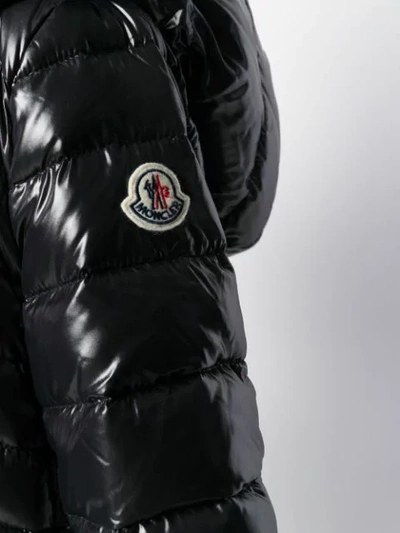 Shop Moncler Hooded Midi Puffer Jacket In Black