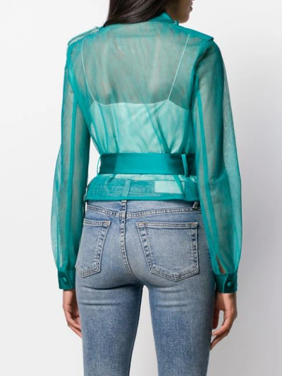 Shop Pinko Sheer Biker Jacket In Green