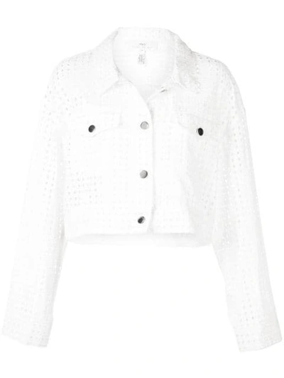 Shop Fleur Du Mal Cropped Eyelet Jacket In White