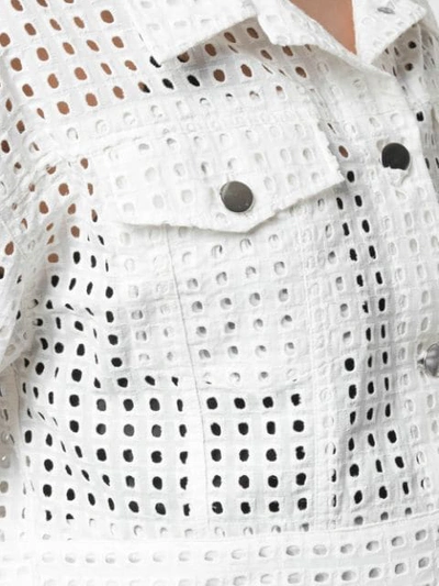 Shop Fleur Du Mal Cropped Eyelet Jacket In White