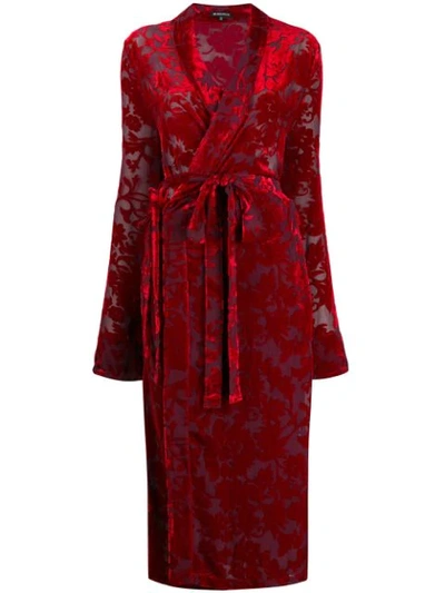 Shop Ann Demeulemeester Floral Jacquard Wrap Dress In Red