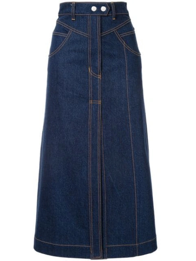 Shop Ellery Traffic Panelled Denim Skirt In Blue