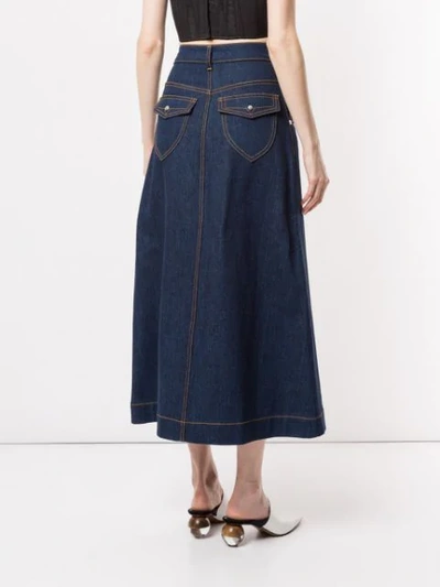 Shop Ellery Traffic Panelled Denim Skirt In Blue