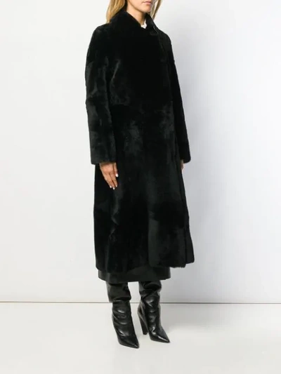 Shop Rochas Fur Midi Coat In Black