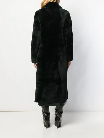 Shop Rochas Fur Midi Coat In Black