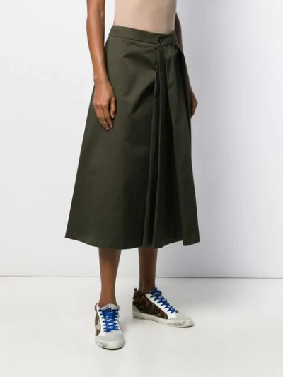 Shop Barena Venezia Flared Pleated Skirt In Green
