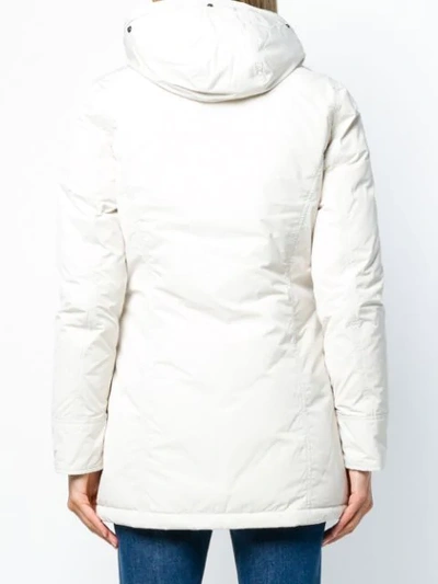 Shop Woolrich Hooded Parka Coat In White