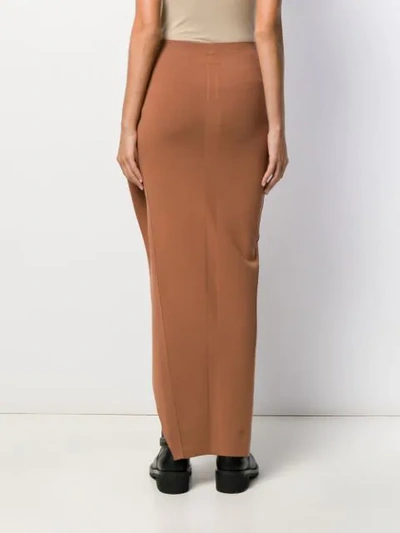 Shop Rick Owens Asymmetric Long Skirt In Neutrals