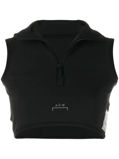 Shop A-cold-wall* Cropped Zip-up Tank Top In Black