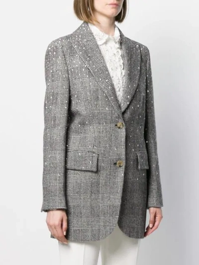 Shop Ermanno Scervino Rock Stud Tweed Blazer In G3500 Grigio