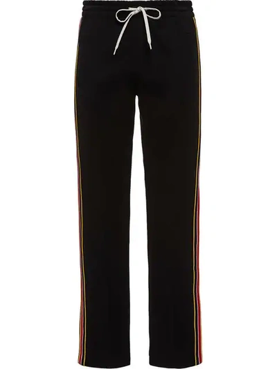 Shop Miu Miu Side Stripes Detail Track Trousers In Black