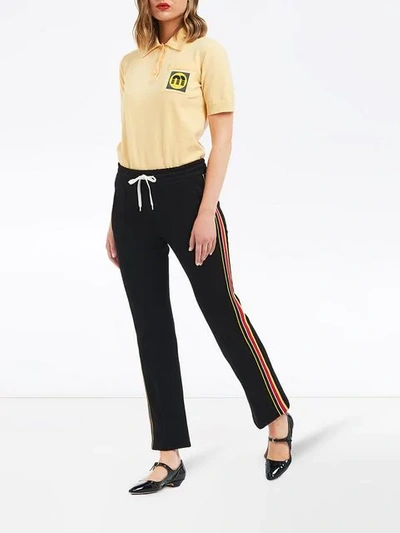 Shop Miu Miu Side Stripes Detail Track Trousers In Black