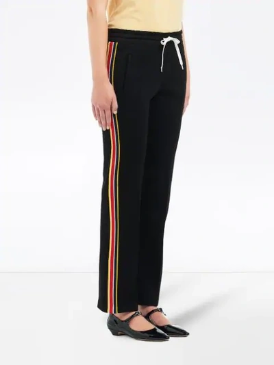 Shop Miu Miu Side Stripes Detail Track Trousers In Black