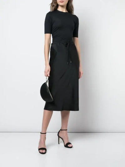 Shop Alexander Wang T Satin Midi Skirt In Black