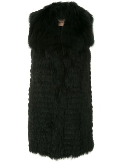 Shop Yves Salomon Long Fur Gilet - Black