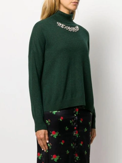 Shop Liu •jo Rhinestone-embellished Jumper In Green