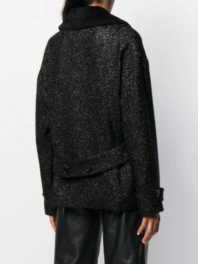 Shop Saint Laurent Double-breasted Bouclé Jacket In Black