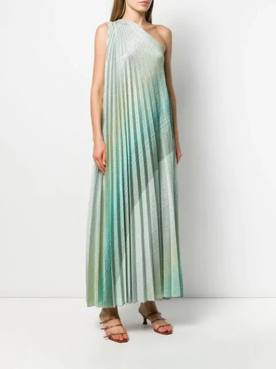 Shop Missoni Pleated One Shoulder Dress In Blue