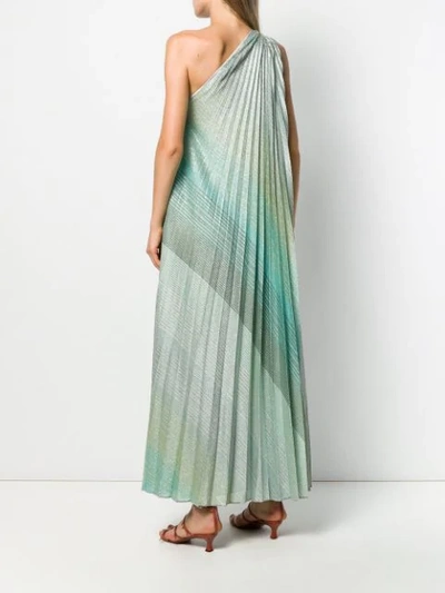 Shop Missoni Pleated One Shoulder Dress In Blue