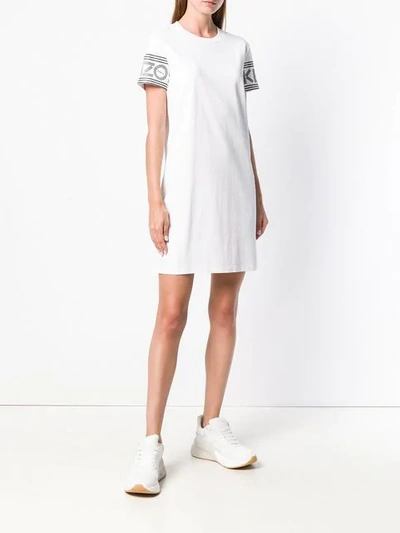 Shop Kenzo Logo Sleeve T-shirt Dress In White