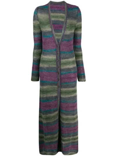 Shop Jacquemus La Robe Striped Knitted Dress In Green