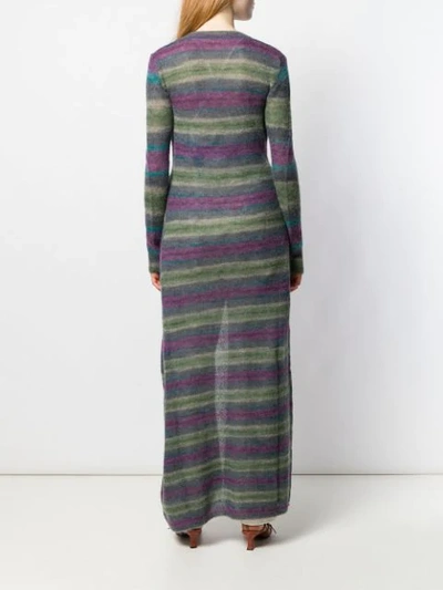 Shop Jacquemus La Robe Striped Knitted Dress In Green