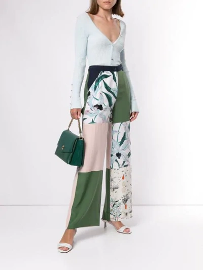 Shop Tory Burch Printed Block Trousers In White