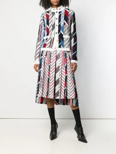 Shop Thom Browne Repp Stripe Tie Collage Silk Skirt In Blue