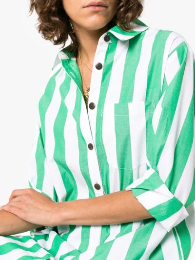 Shop Mara Hoffman Bennet Stripe Print Cotton Shirt - Green