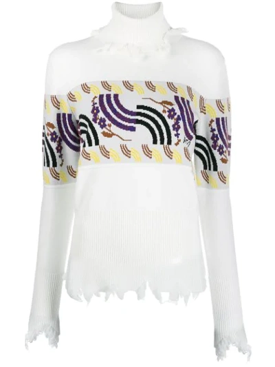 Shop Aalto Intarsia-knit Turtleneck Jumper In White