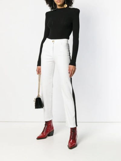 Shop Balmain Side-striped Straight Jeans - White