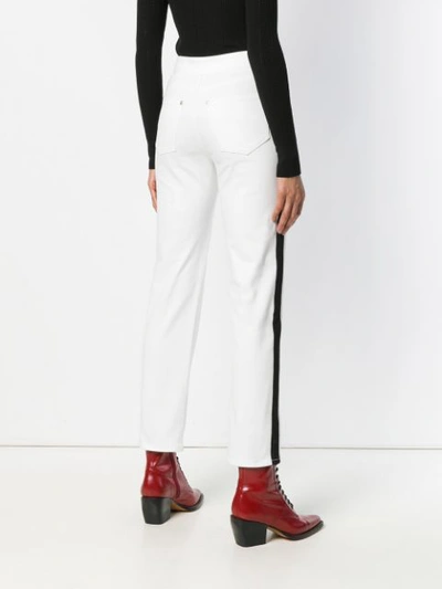 Shop Balmain Side-striped Straight Jeans - White