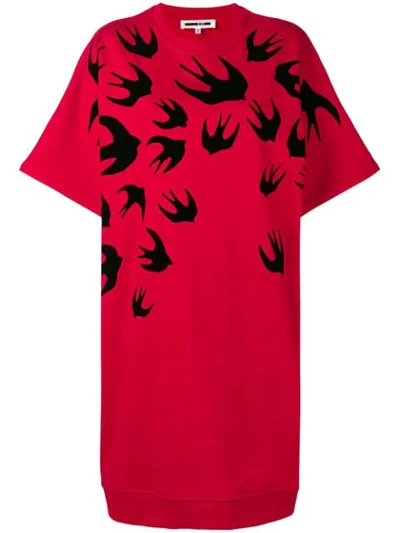 Shop Mcq By Alexander Mcqueen Swallow Swarm Sweatshirt Dress In Red