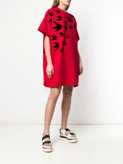 Shop Mcq By Alexander Mcqueen Swallow Swarm Sweatshirt Dress In Red