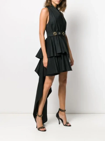 Shop Fausto Puglisi Belted Asymmetric Dress In Black