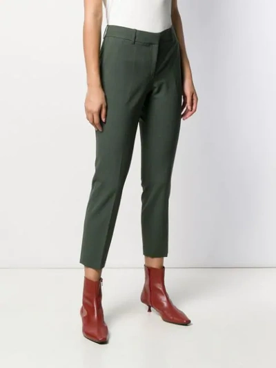 Shop Theory Slim Fit Crop Trousers In Green