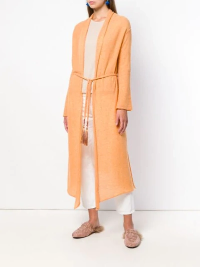 Shop Forte Forte Long Belted Cardigan In Yellow
